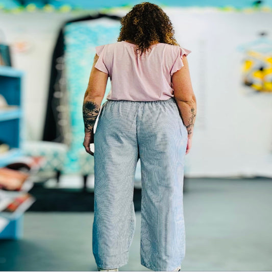 Blue/ white striped pants