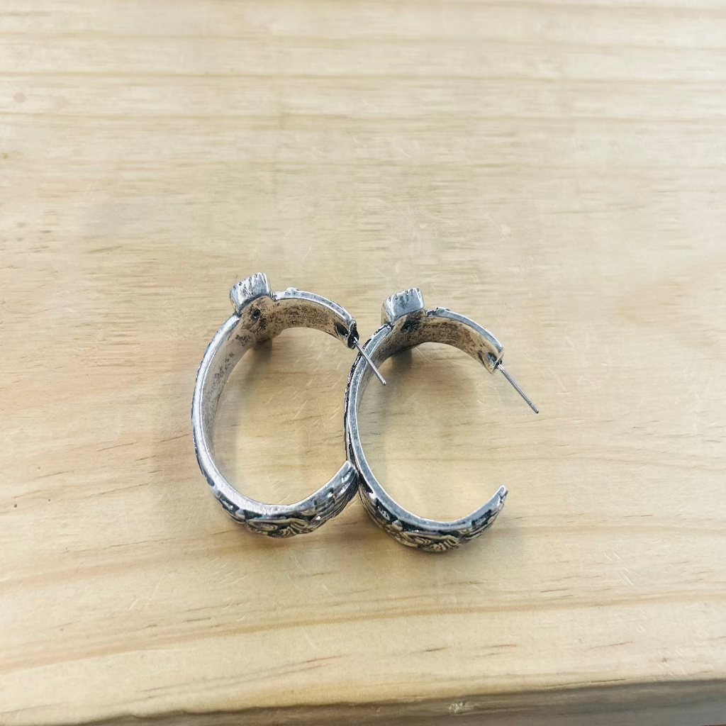 Tooled Hoop Earrings