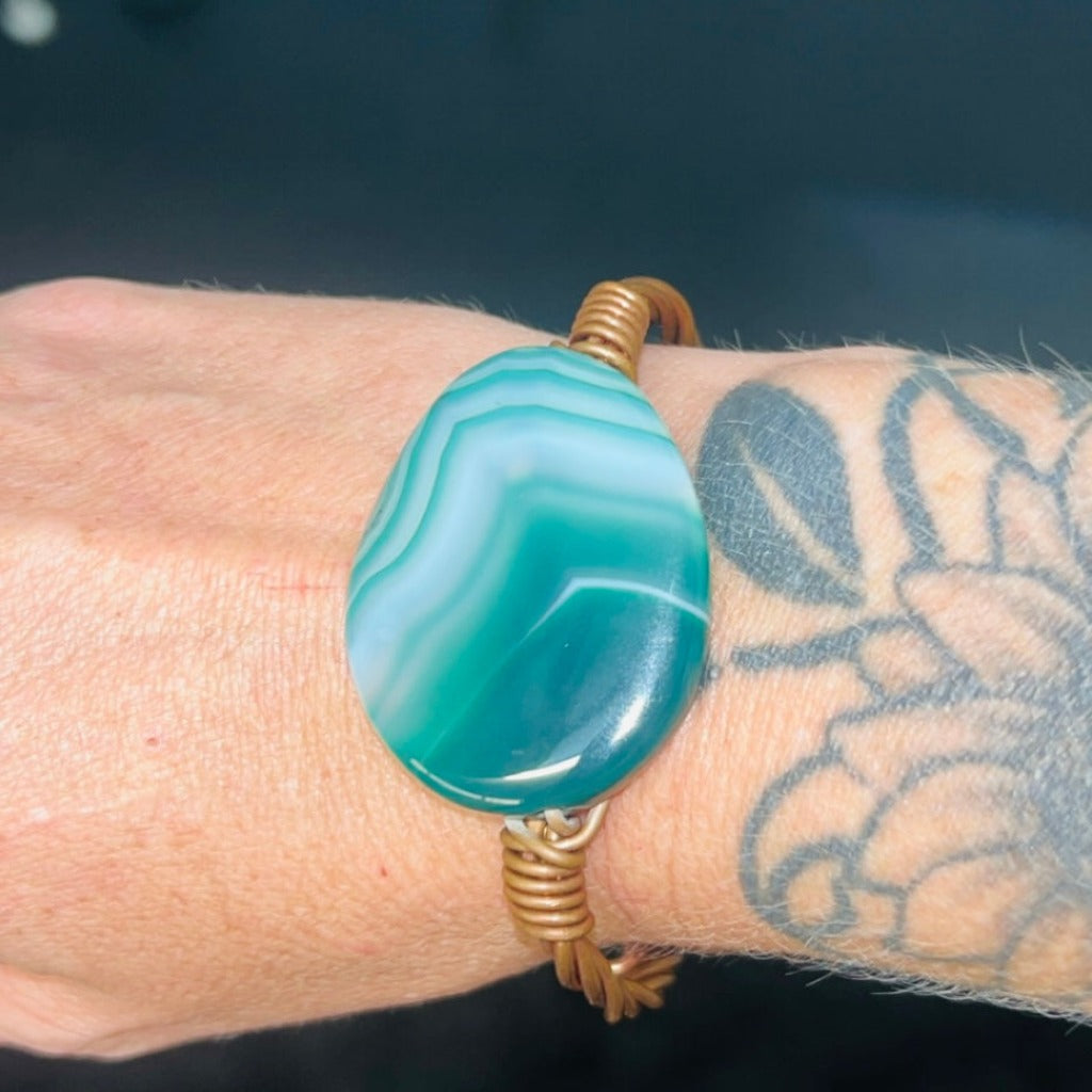 Green Agate Cabochon Bracelet