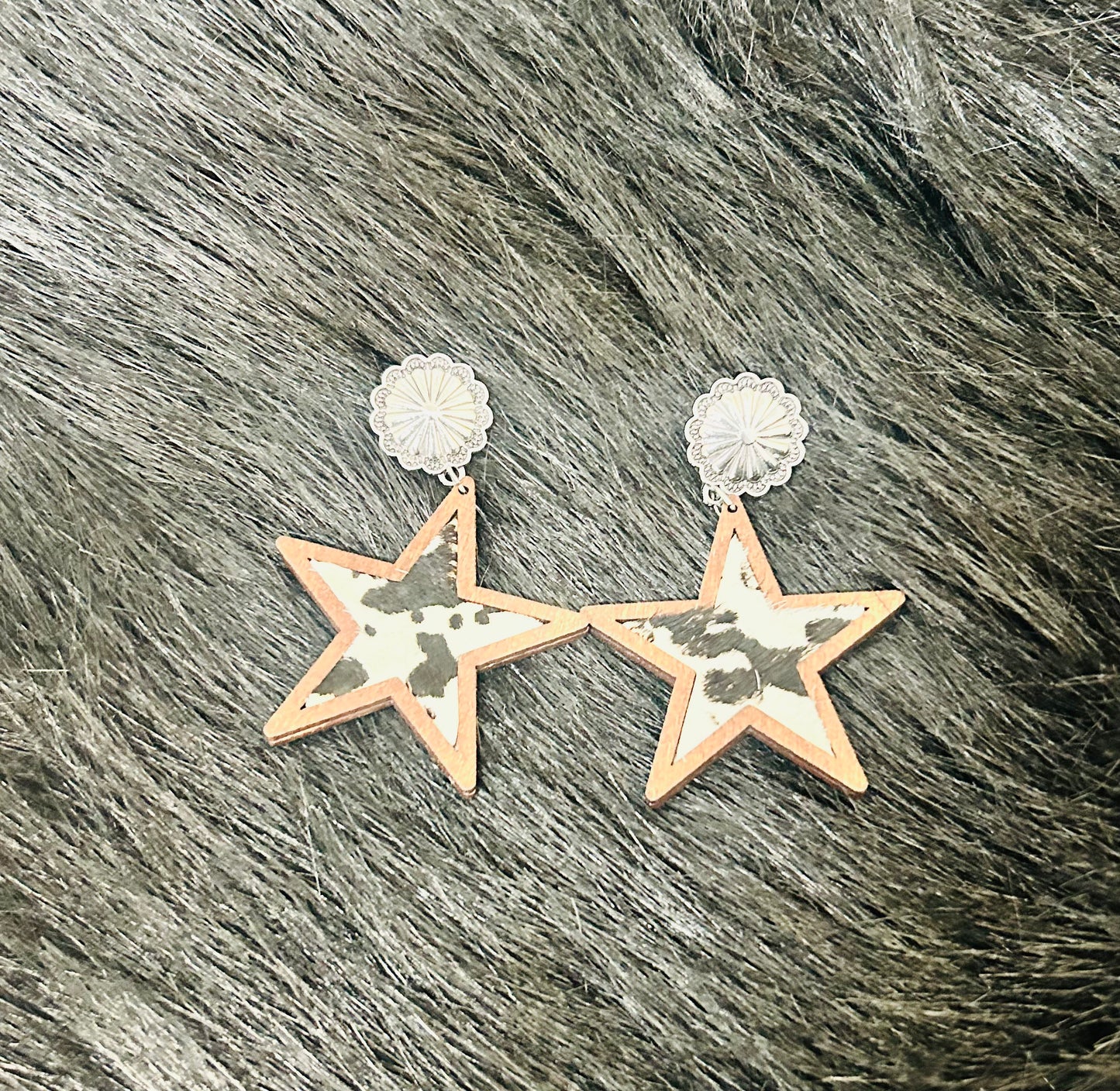 Cow Print Star Earrings
