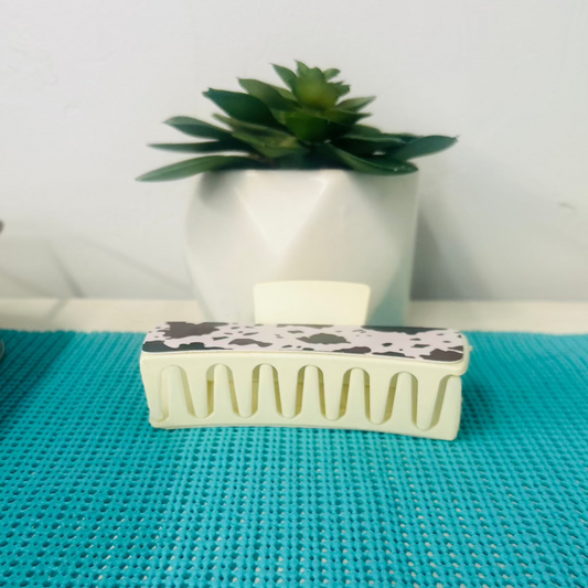 White Cow Print Hair Claw