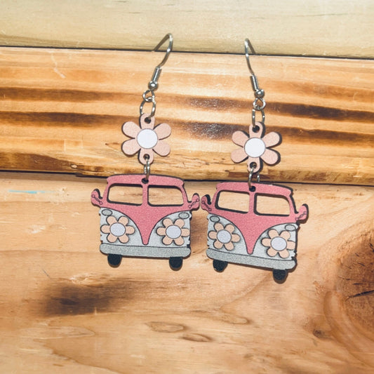 Pink Retro Earrings