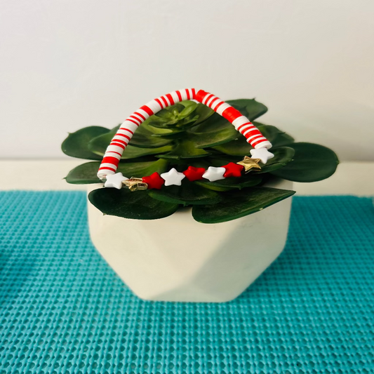 Red and White Star Bracelet