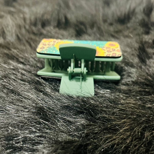 Turquoise sunflower Hair Claw