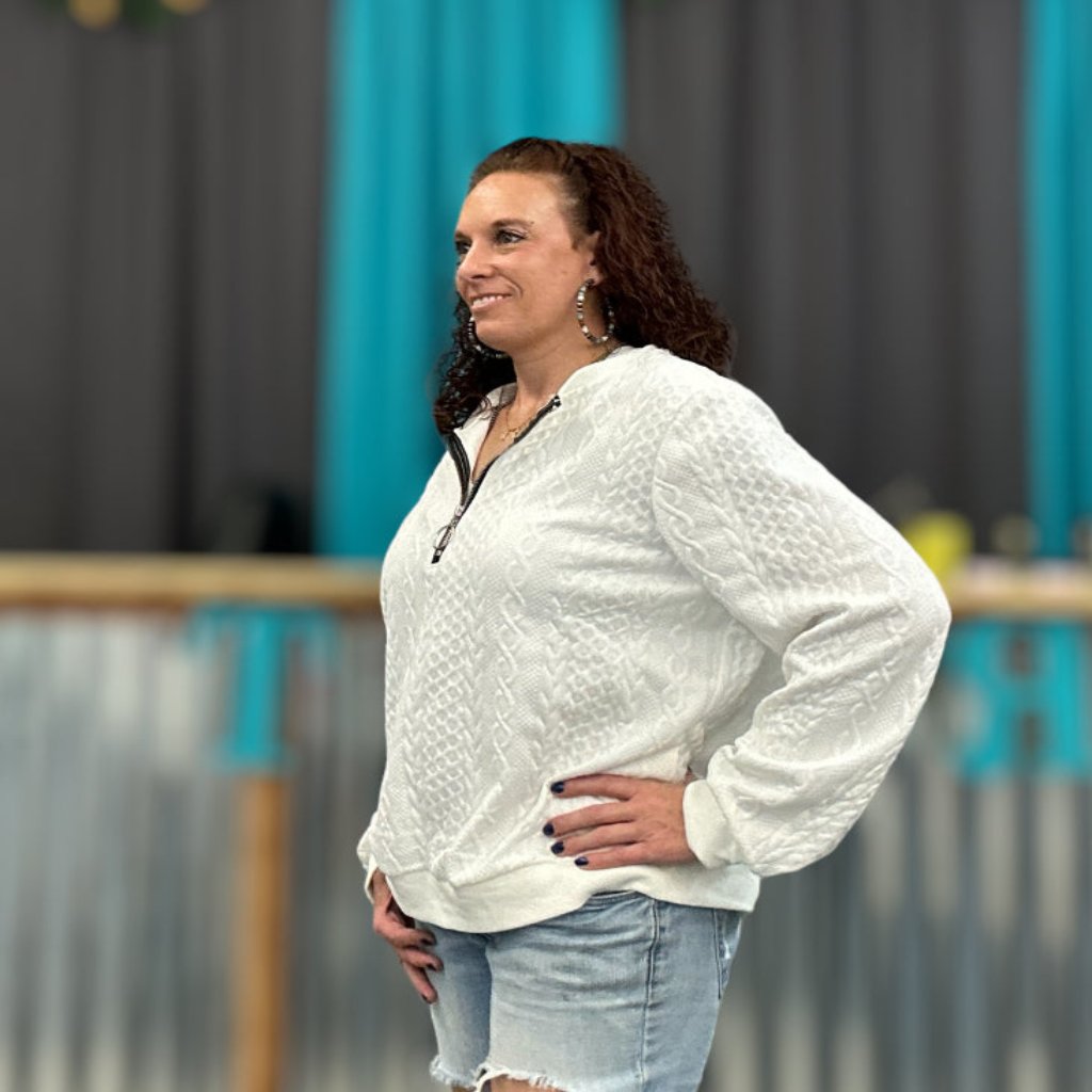 White Quarter Zip Pullover