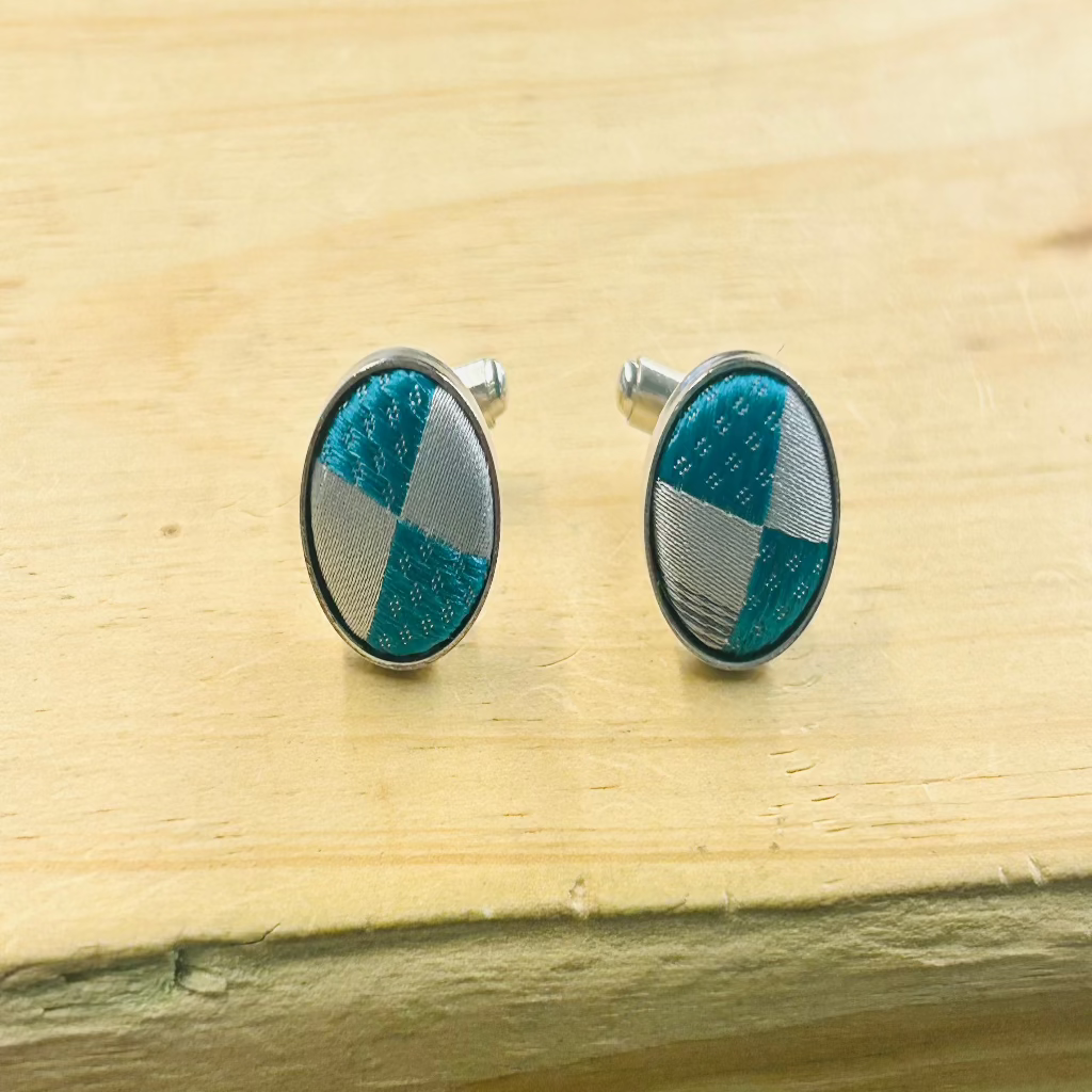 Turquoise Plaid Tie Set