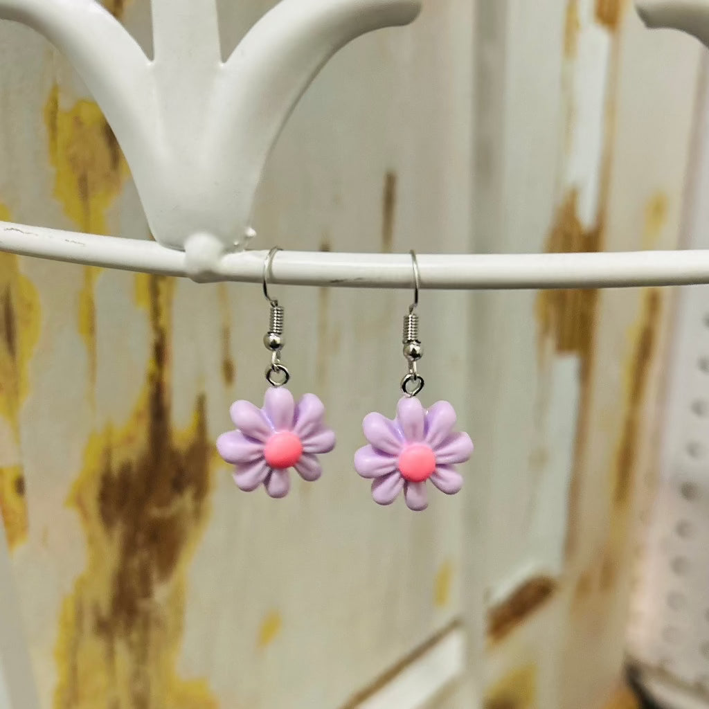 Purple Flower Earrings