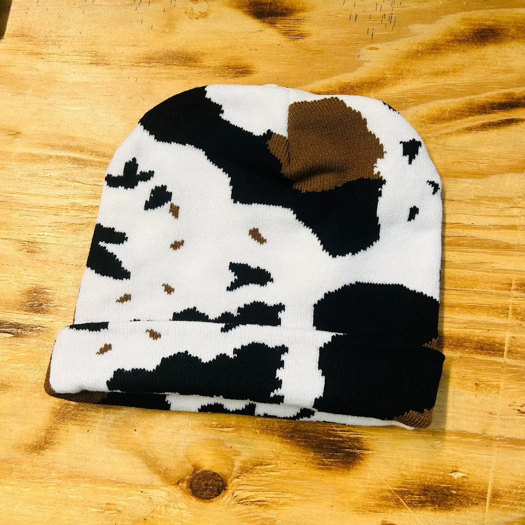 Cow Print Beanie Hat