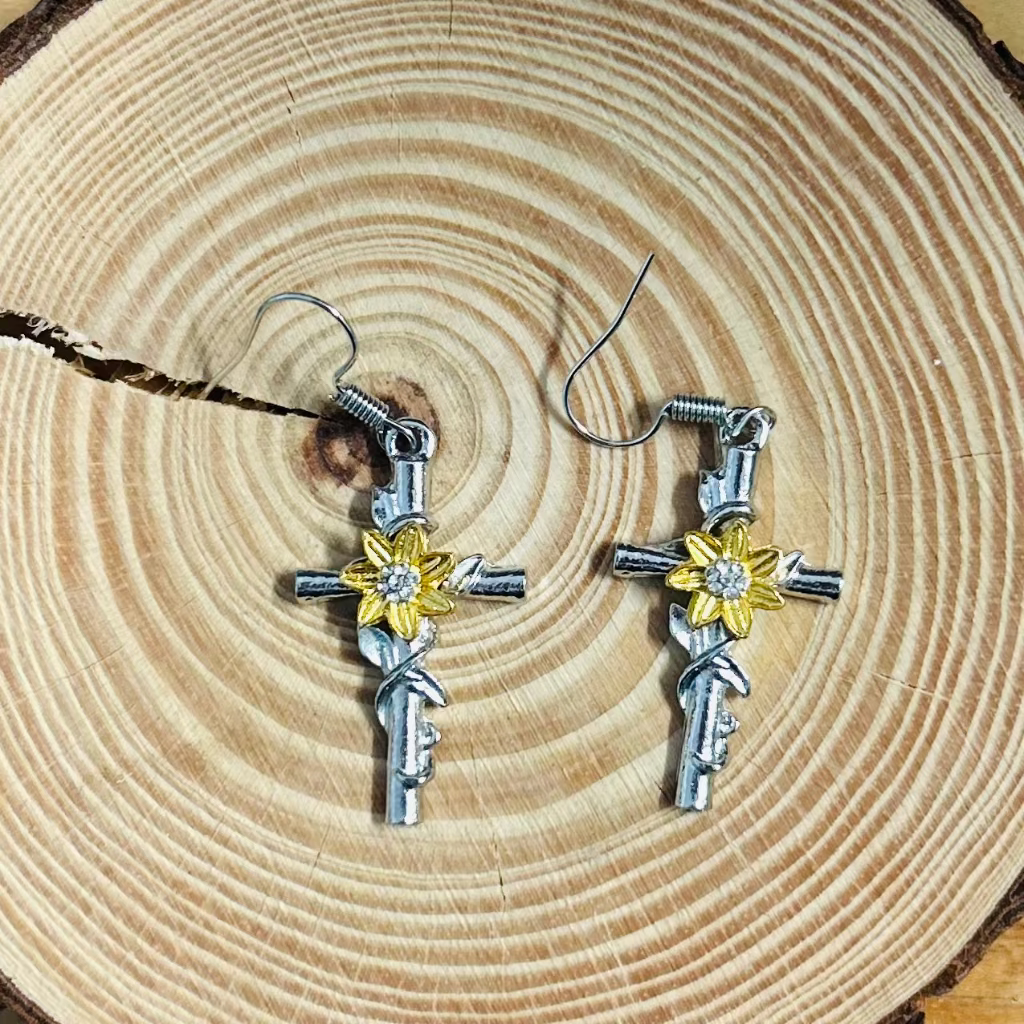 Flower Cross Necklace Set