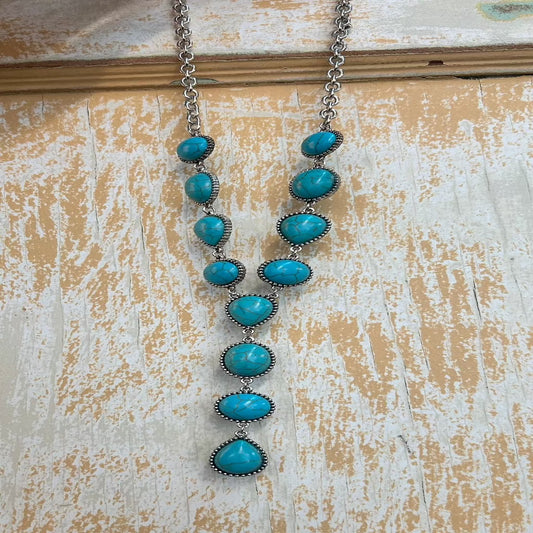 Cabochon Semi-Stone Y Necklace