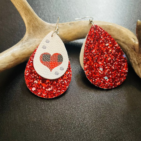 Glitter Heart Earrings