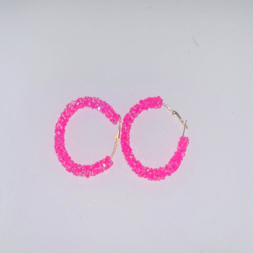 Hot Pink Hoop Earrings