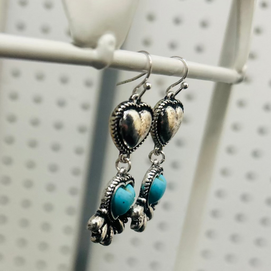 Turquoise Heart Dangle Earrings