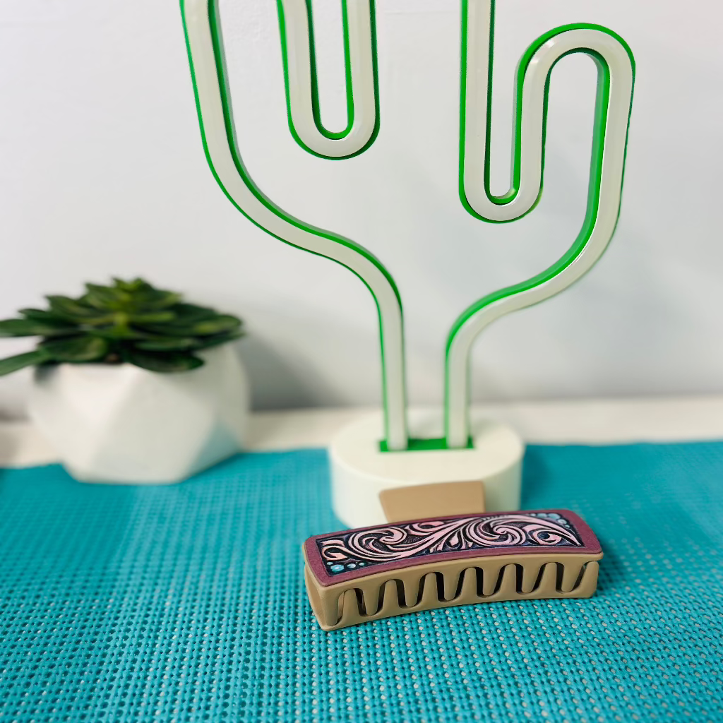 Tooled Leather Hair Claw