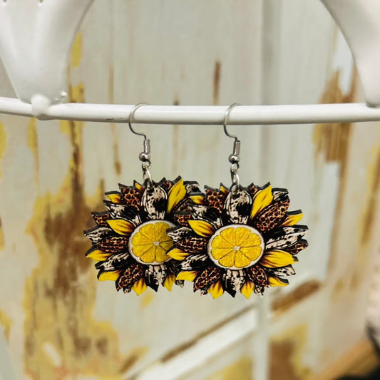 Lemon Sunflower Earrings