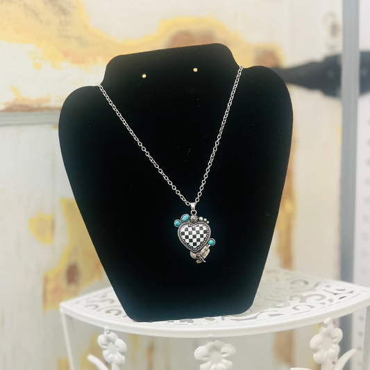 Checkered Heart Necklace