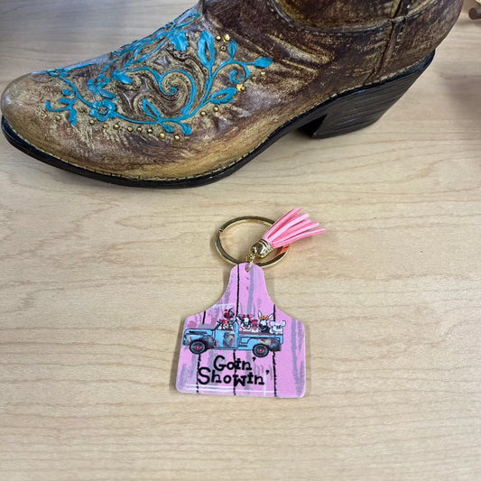 Pastoral Farm Leather Keychain