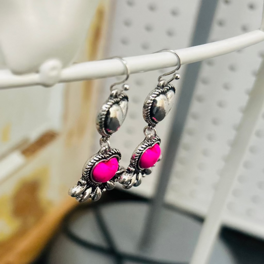 Pink Heart Dangle Earrings