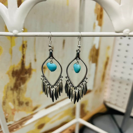 Tassel Heart Pendant Earrings