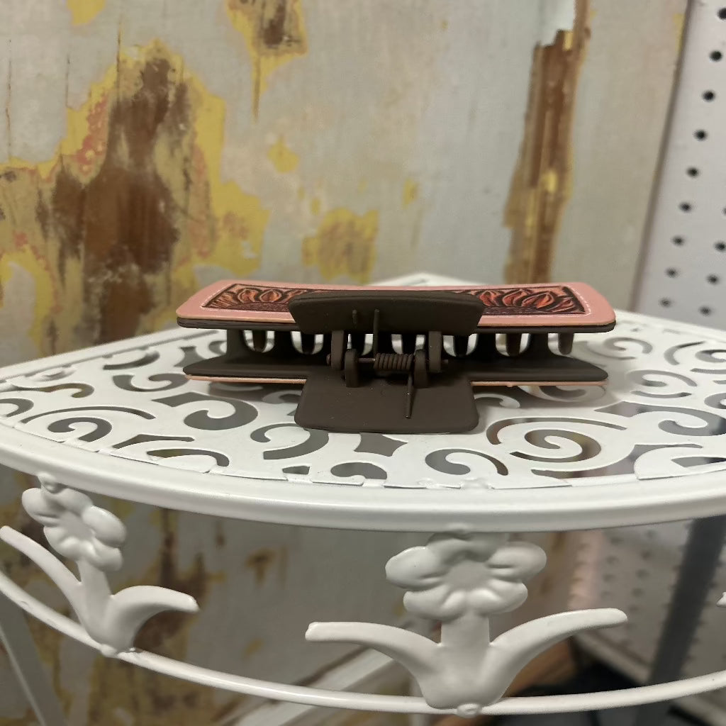 Leather Sunflower Hair Claw