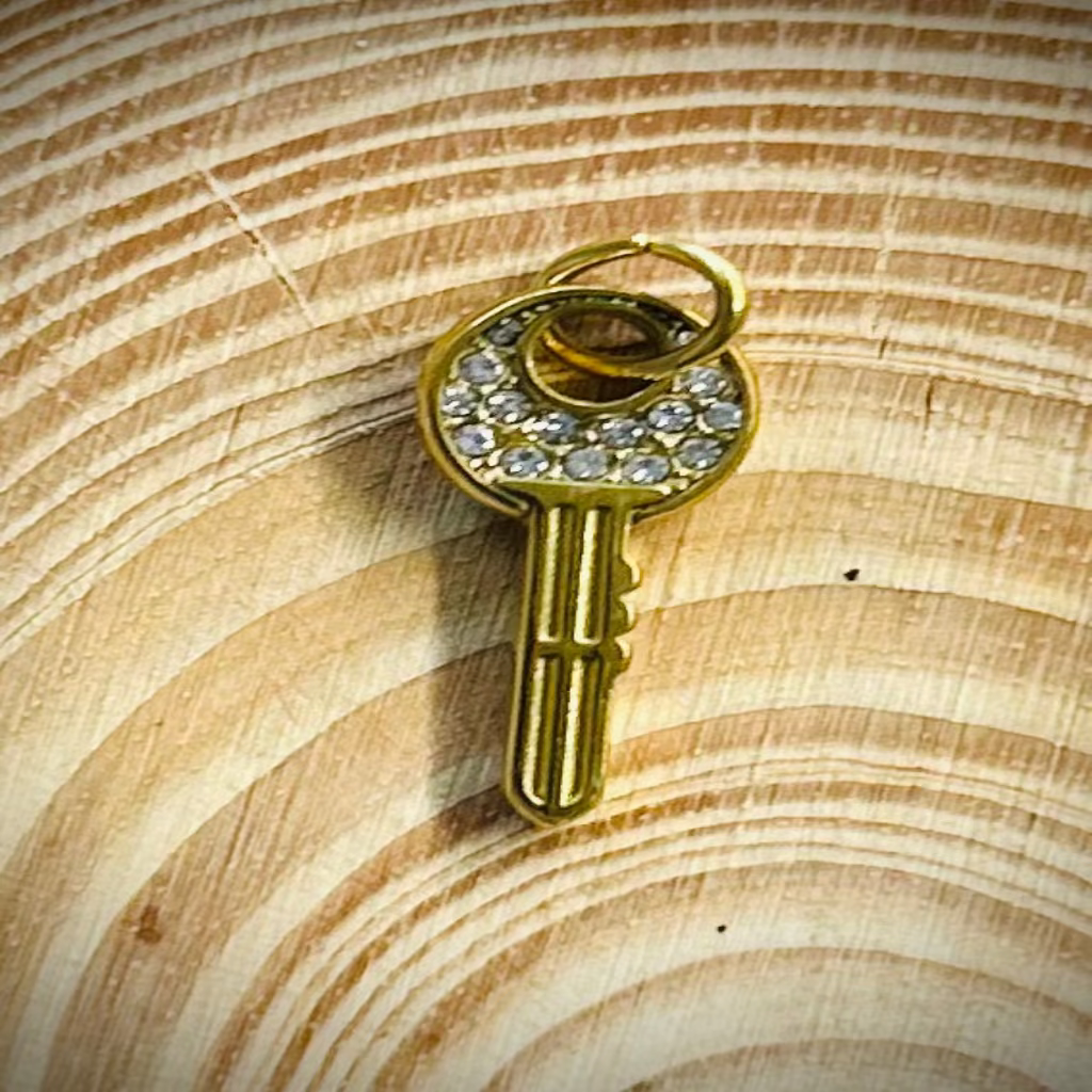 Clear Rhinestone Key Charm