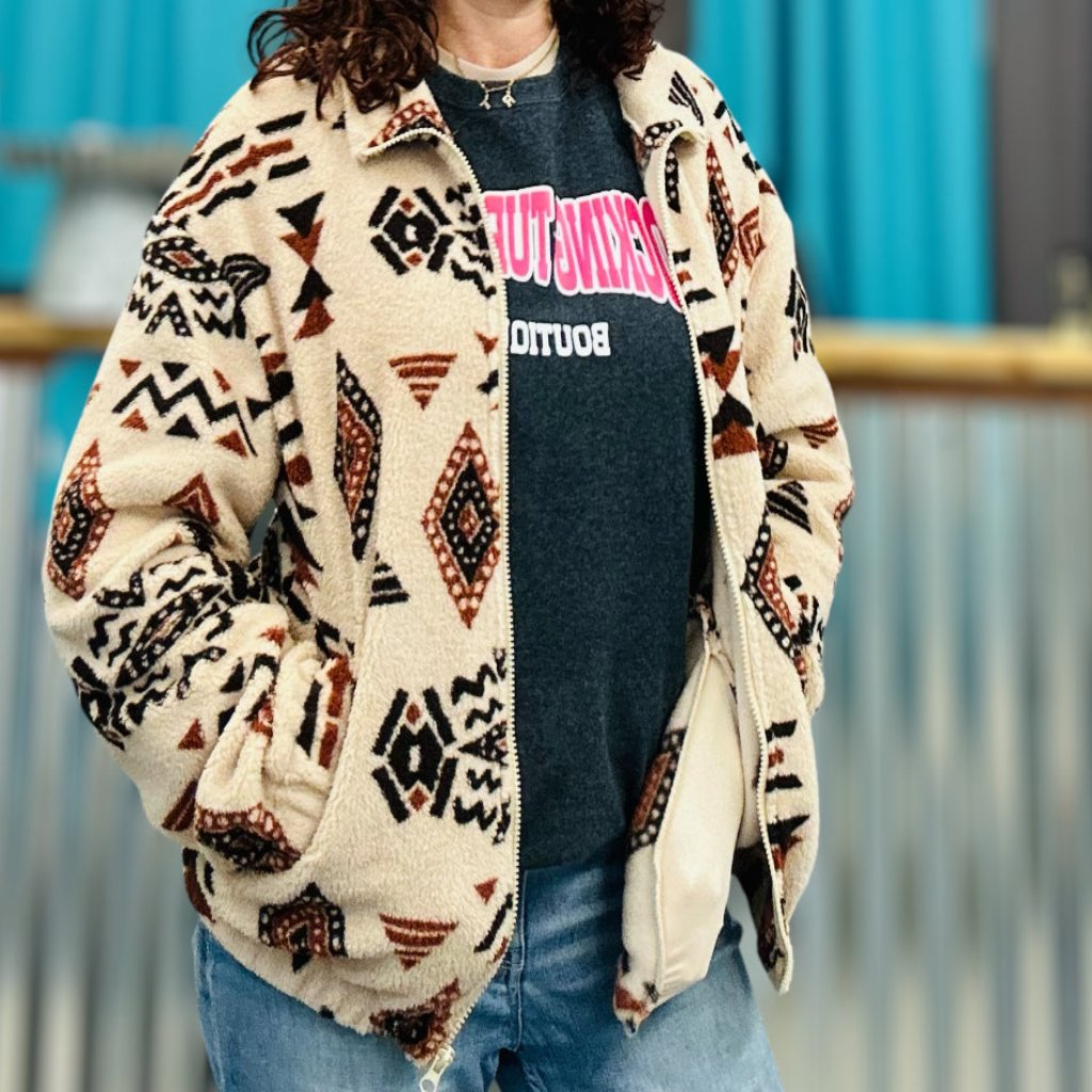 Aztec Print Fleece Jacket