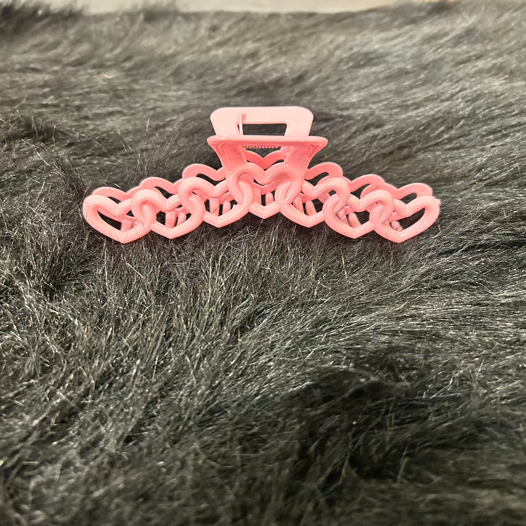 Pink Connected Hearts Hair Claw