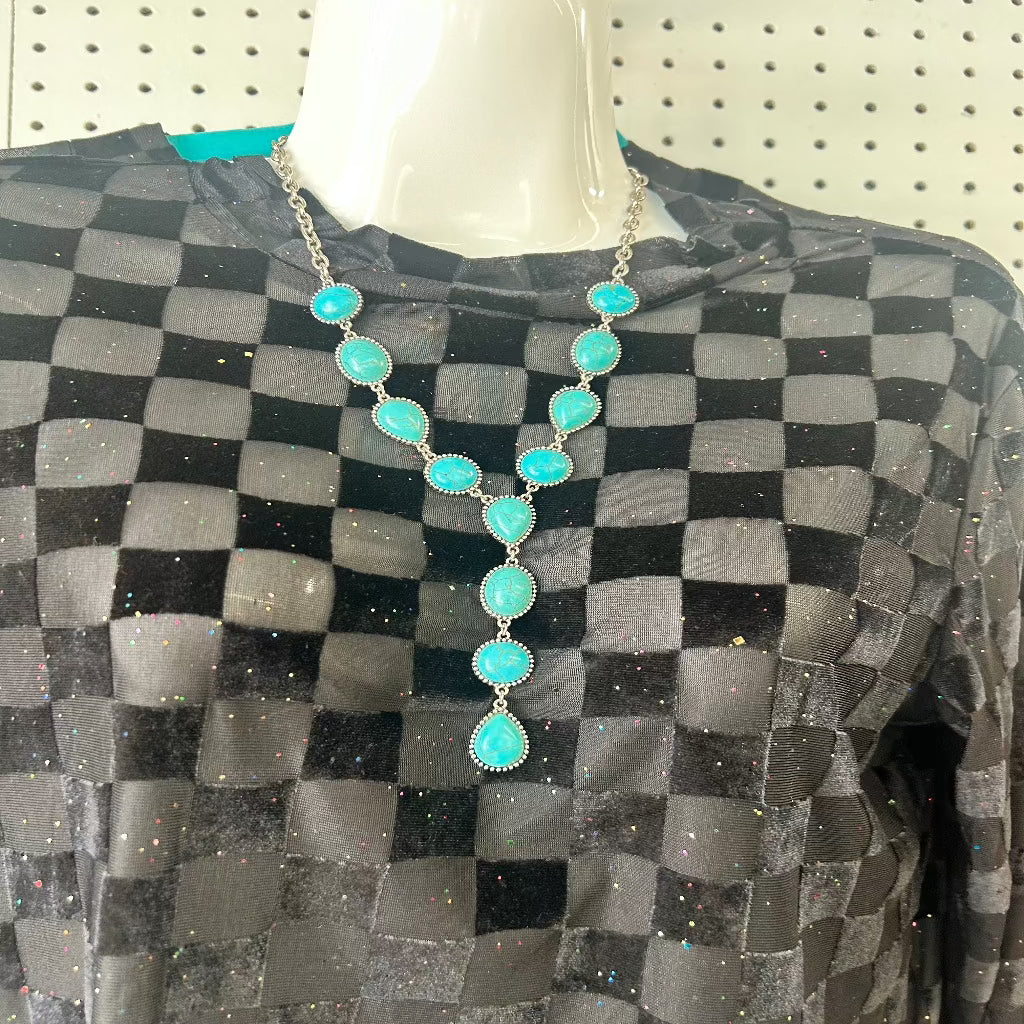 Cabochon Semi-Stone Y Necklace
