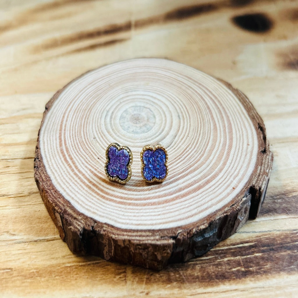 Lilac Druzy Earrings