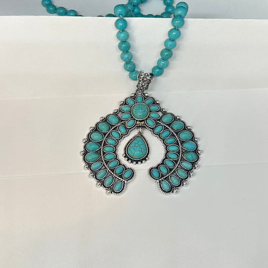 Blaze Turquoise Squash Blossom Necklace