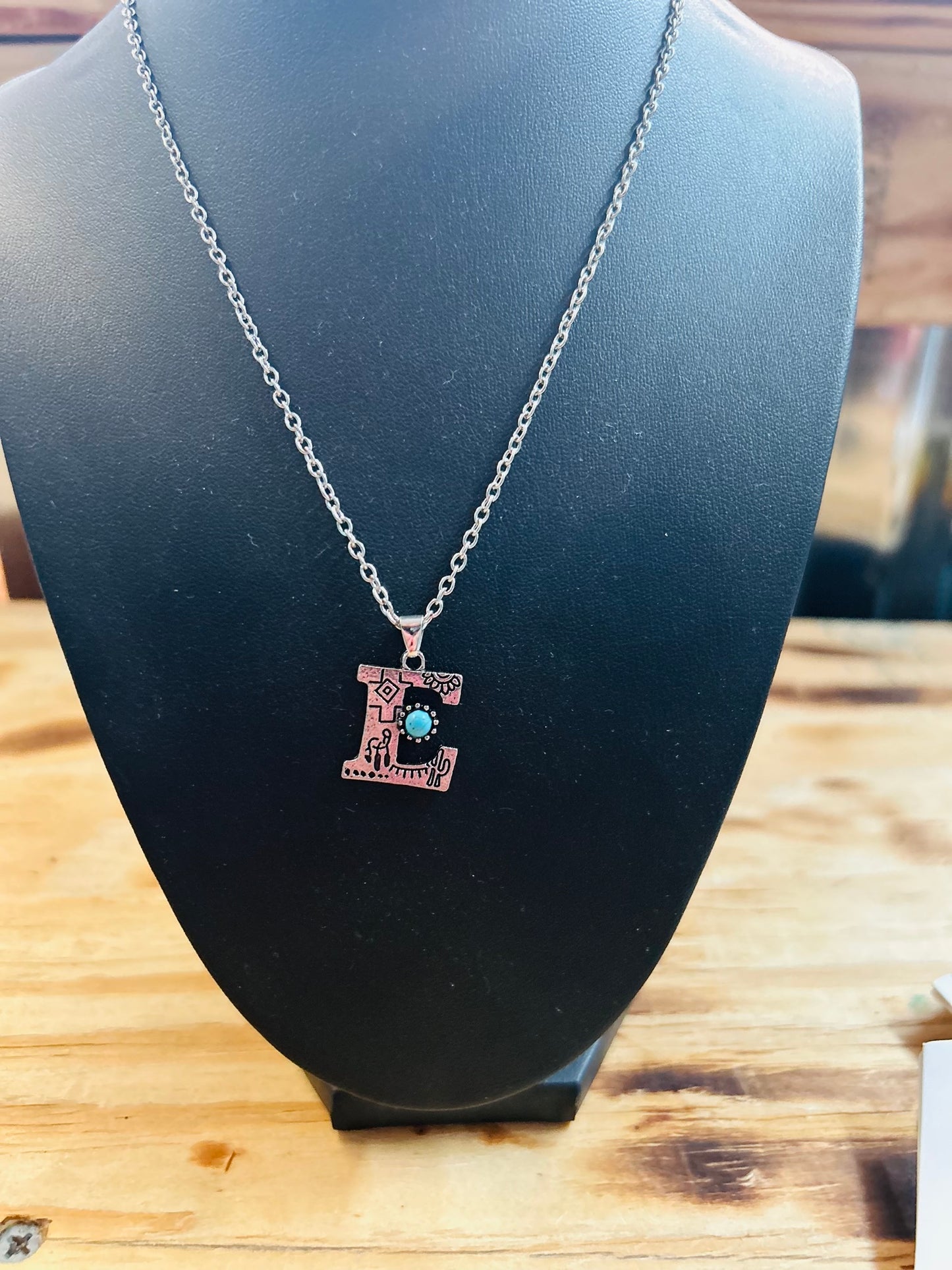 Initial Turquoise Bead Necklace