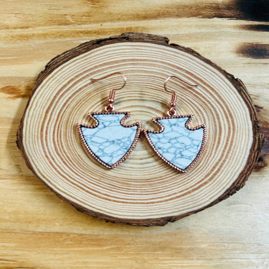 Marble White Arrow Earrings