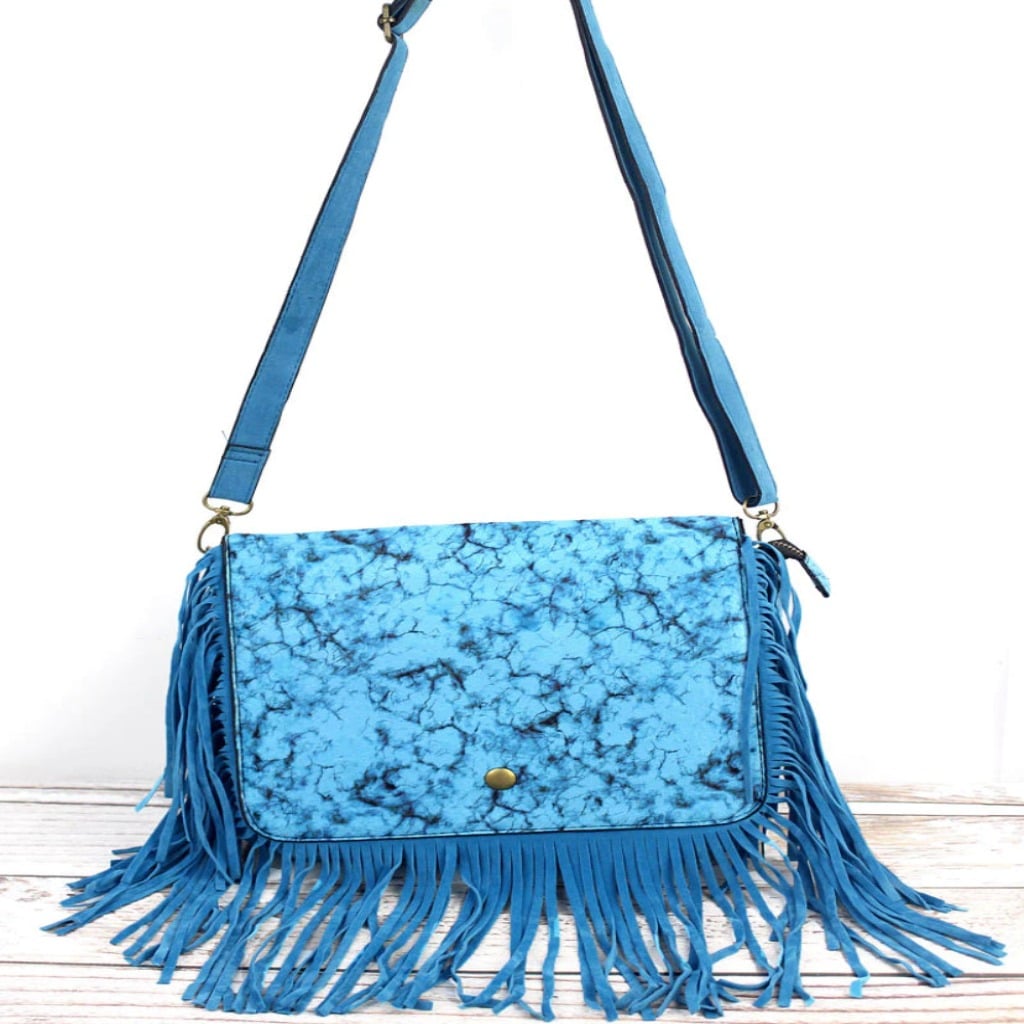 Blue Marble Fringe Purse
