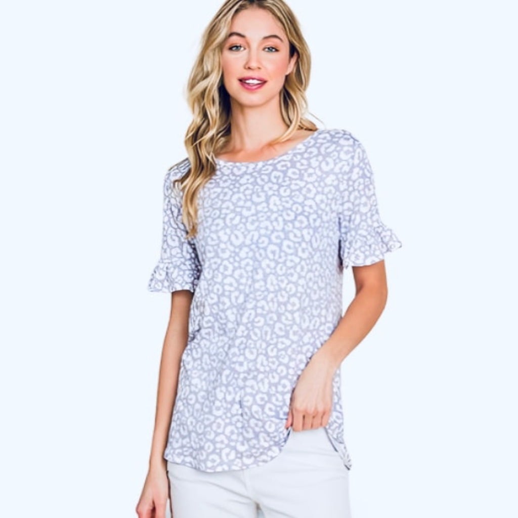 Leopard Ruffle Top
