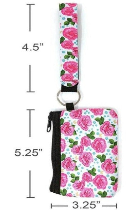 Rose Print Mini Wristlet