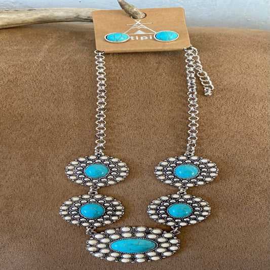 Turquoise Semi Stone Necklace Set