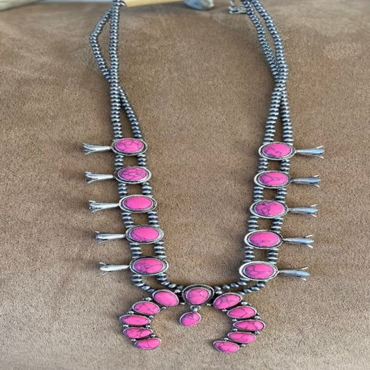 Semi Pink Stone Squash Blossom