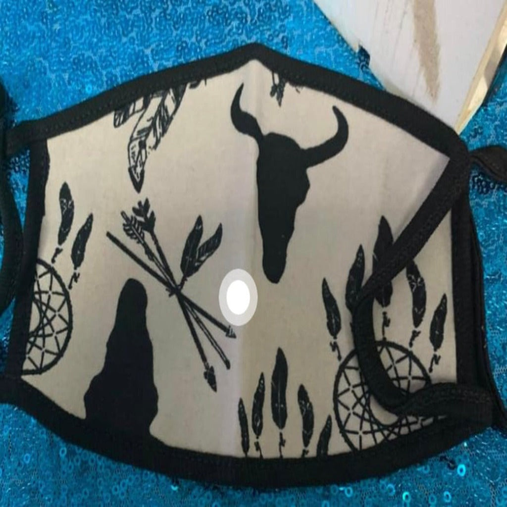 White And Black Western Face Covering