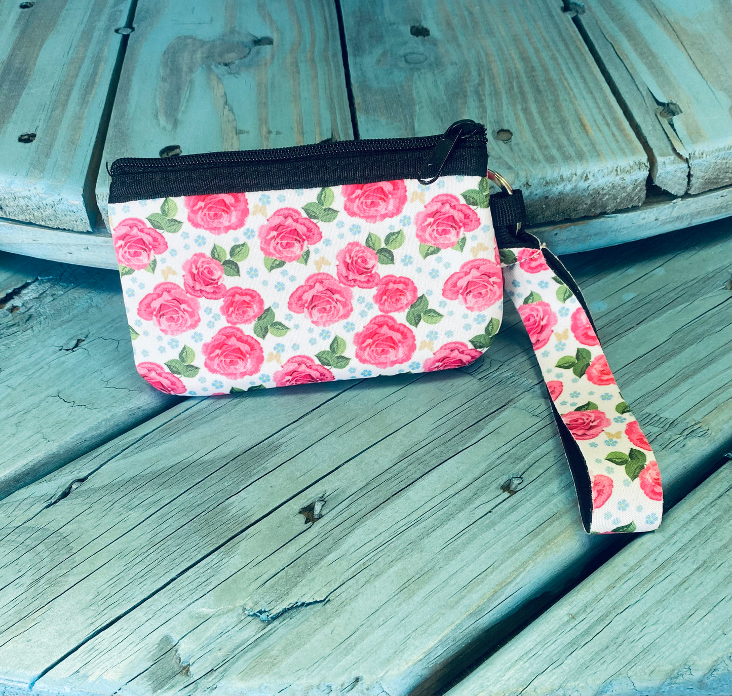 Rose Print Mini Wristlet