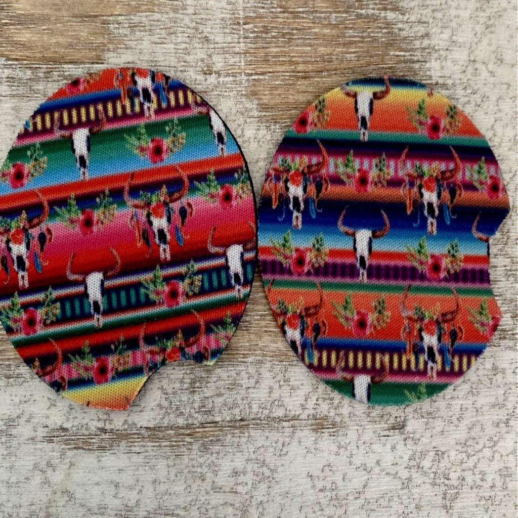 Bull skull/ Serape Cup Coasters