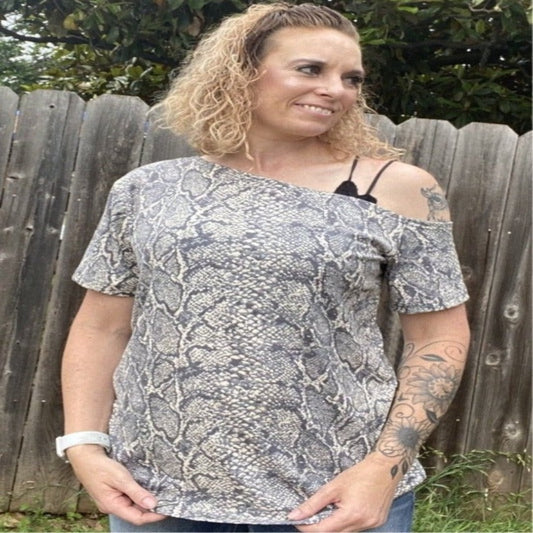 Snake Print Off The Shoulder Top
