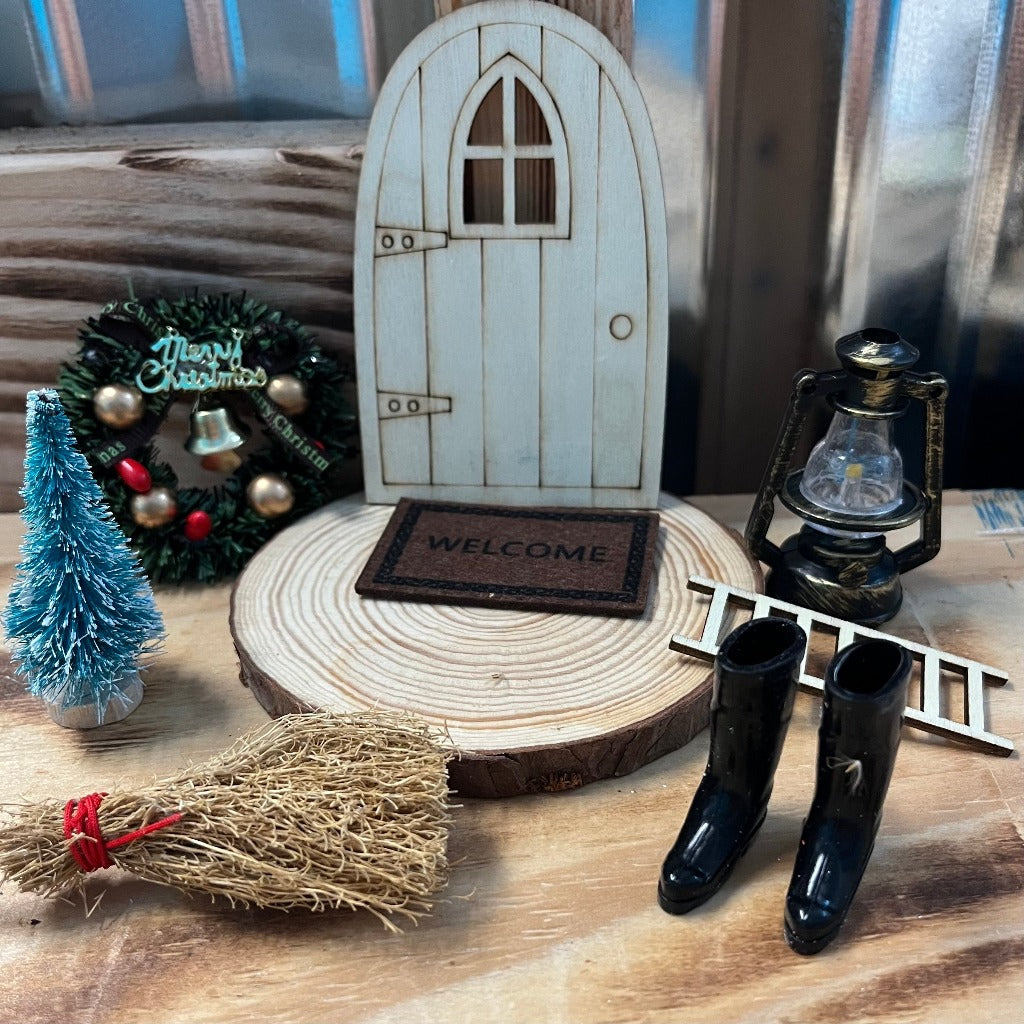 White Door Merry Christmas elf prop