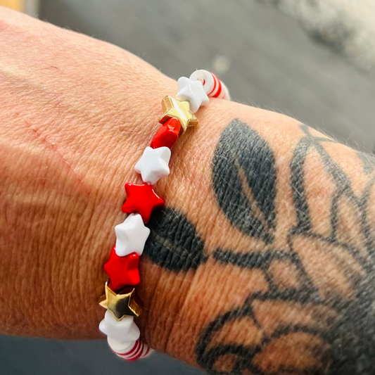 Red and White Star Bracelet
