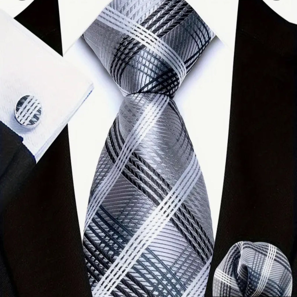 Black and Silver Neck Tie