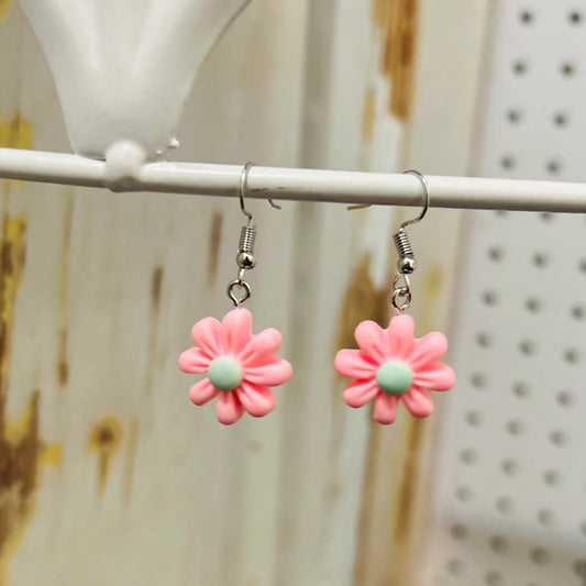 Pink Flower Earrings