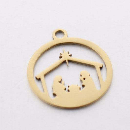 Gold Nativity Scene Charm