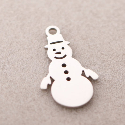 Silver Snowman Charm