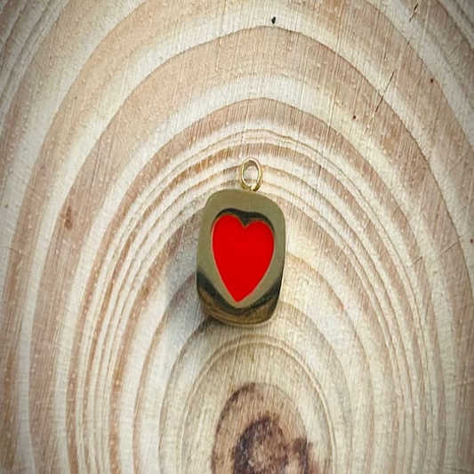Red Square Heart Charm