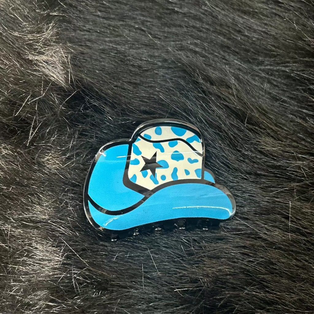 Blue Cowboy Hat Hair Claw