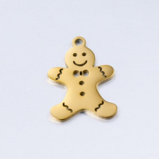 Gold Gingerbread Man Charm